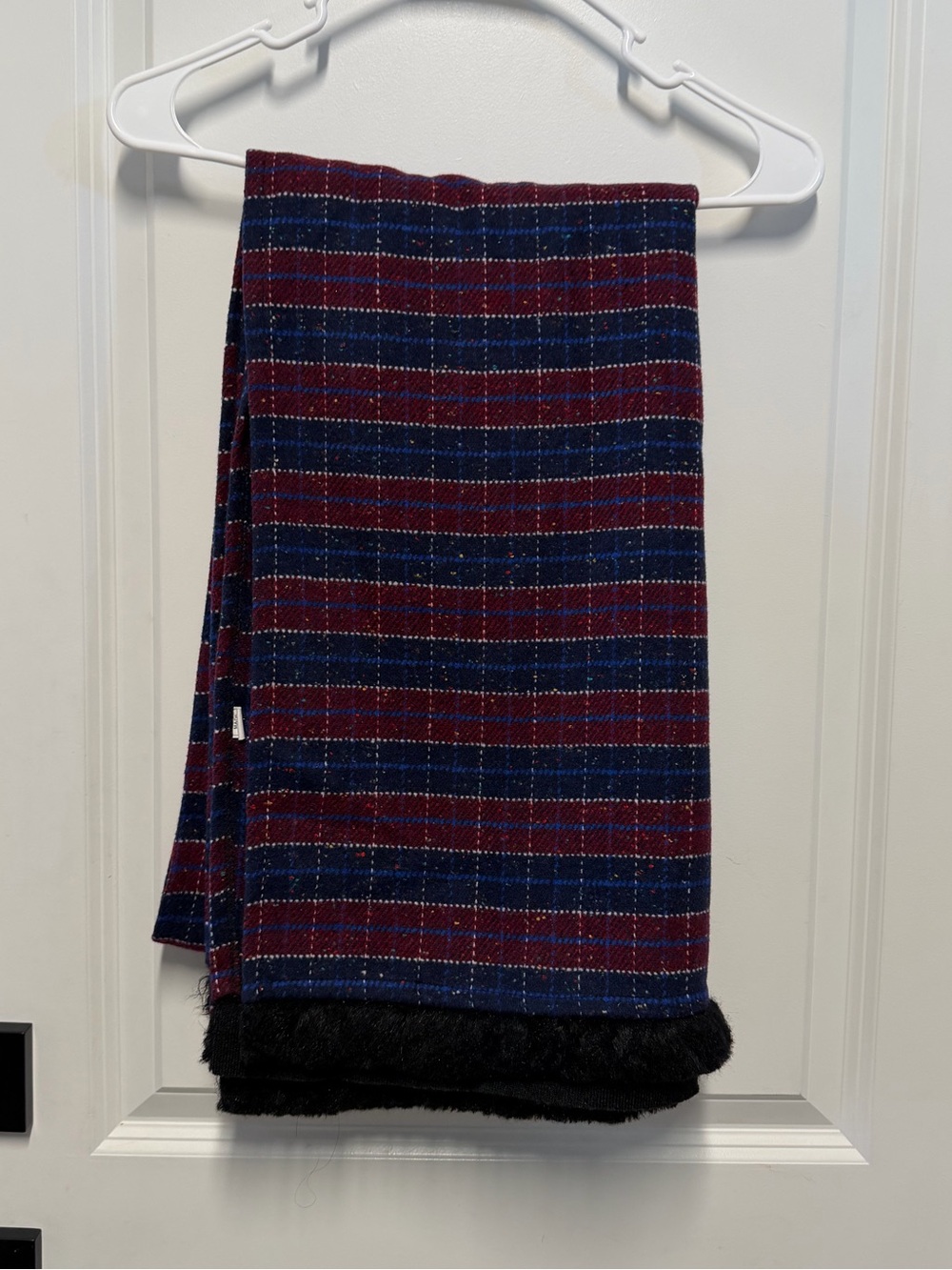 Thick Navy Blue & Burgundy Plaid Winter Scarf – Made in Kuwait